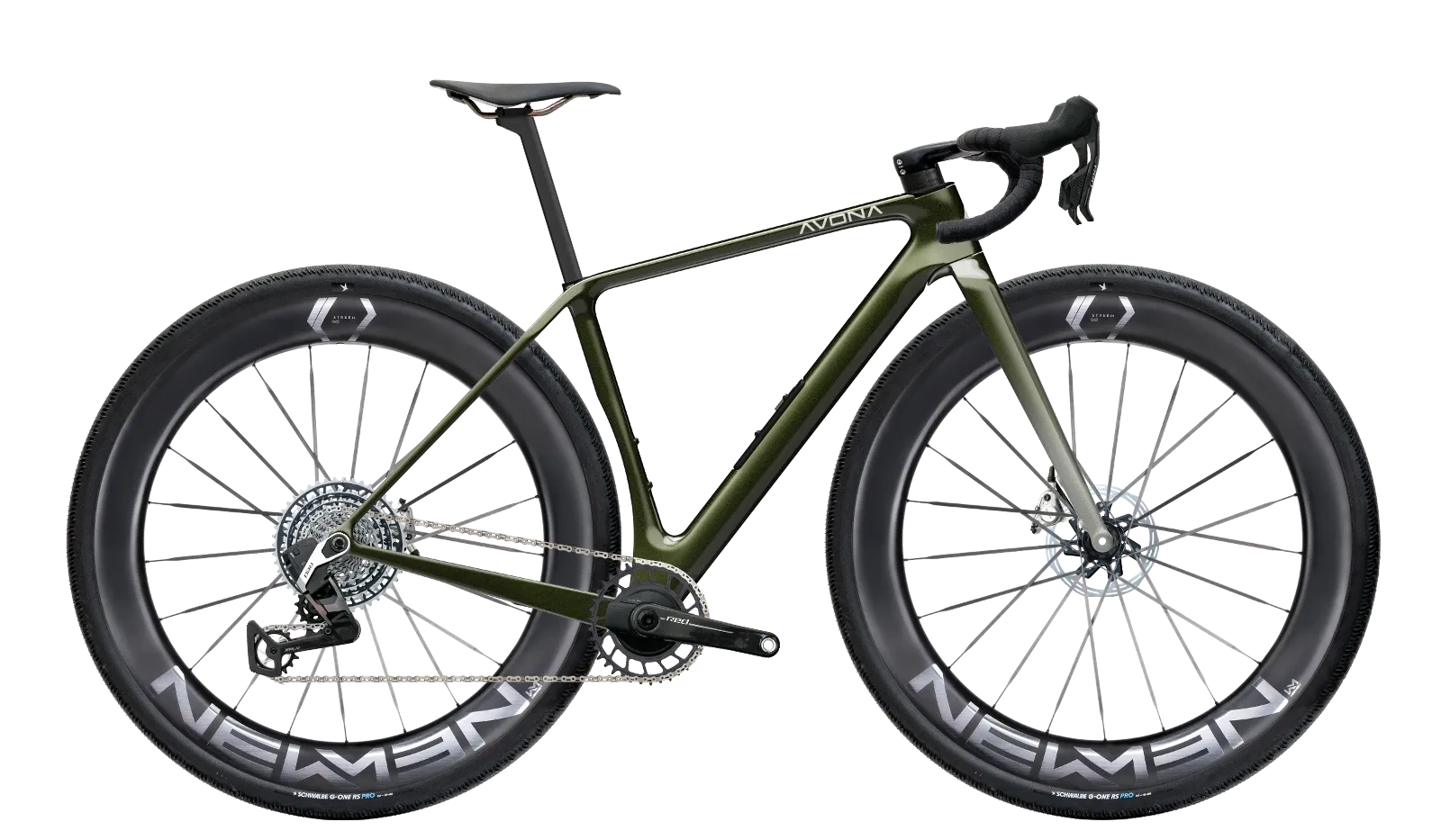 Henrik’s planned AVONA CALLIS 32 in dark green with NEWMEN 32-inch carbon wheels and a SRAM RED XPLR groupset